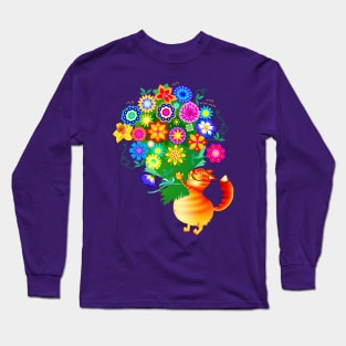 Cat with bouquet of flowers Long Sleeve T-Shirt